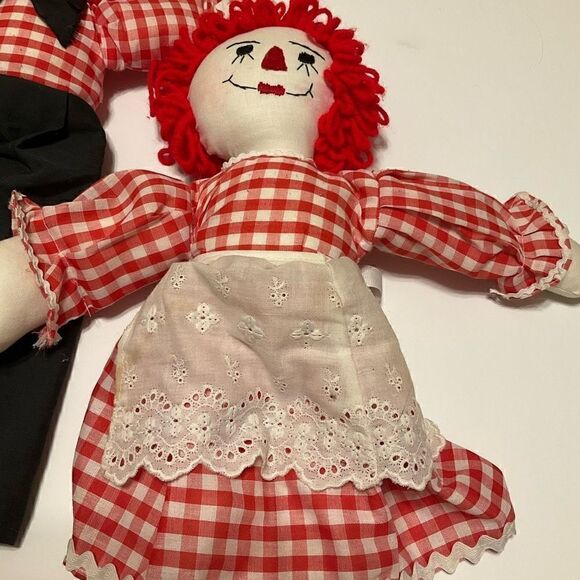 Vintage Handmade Raggedy Ann and Andy, 20” 
Cottagecore, Christmas, Country - Picture 4 of 10